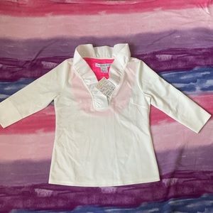 NEW! Gretchen Scott White Ruffleneck Top